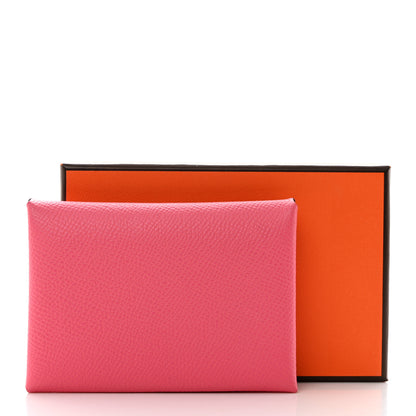 Hermes Epsom Calvi Duo Card Case Rose Azalee 8 of 8