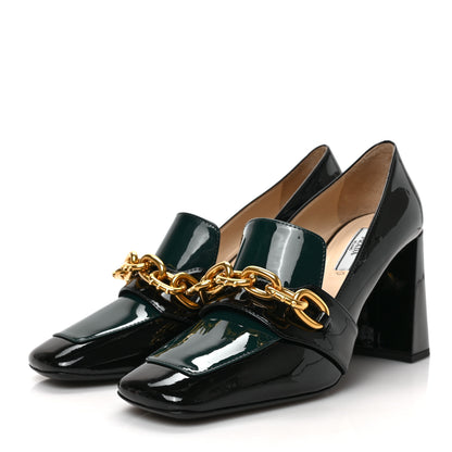 Prada Vernice Bi-Color Chain Mary Jane 85mm Pumps 38 Black Bottiglia 3 of 8
