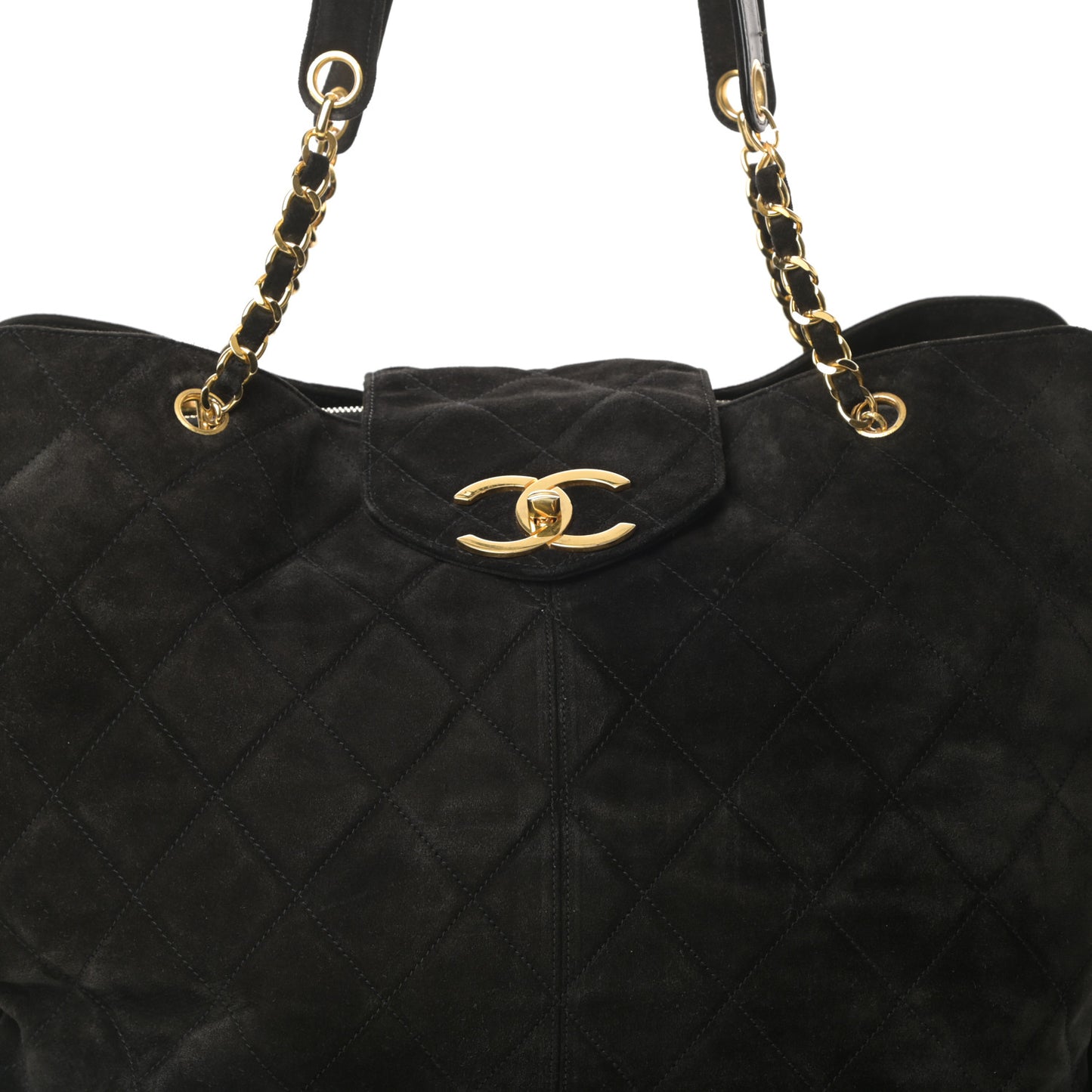 Suede Quilted XL Weekender Bag Black