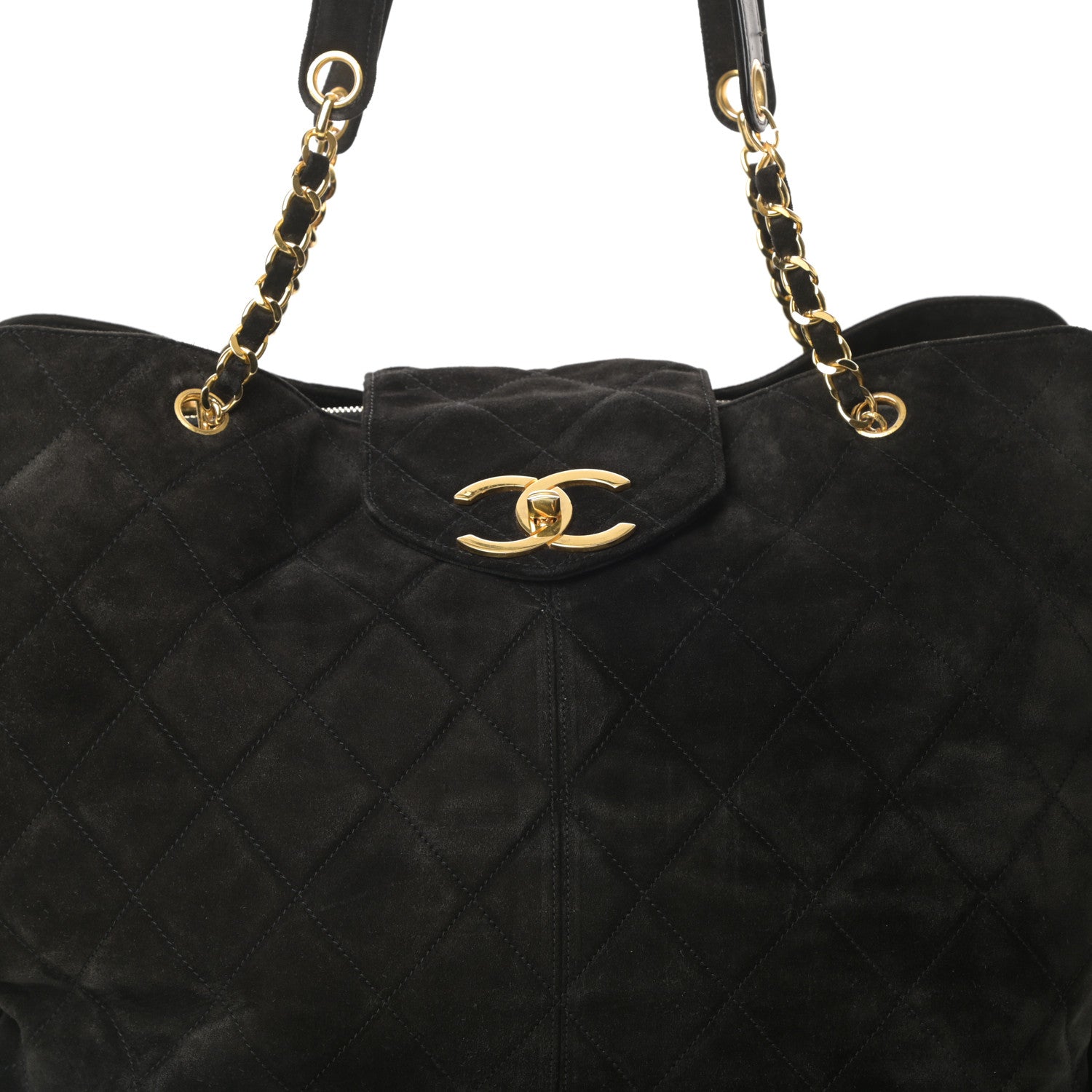 Chanel Suede Quilted XL Weekender Bag Black 10 of 15