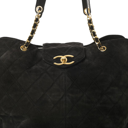 Chanel Suede Quilted XL Weekender Bag Black 10 of 15