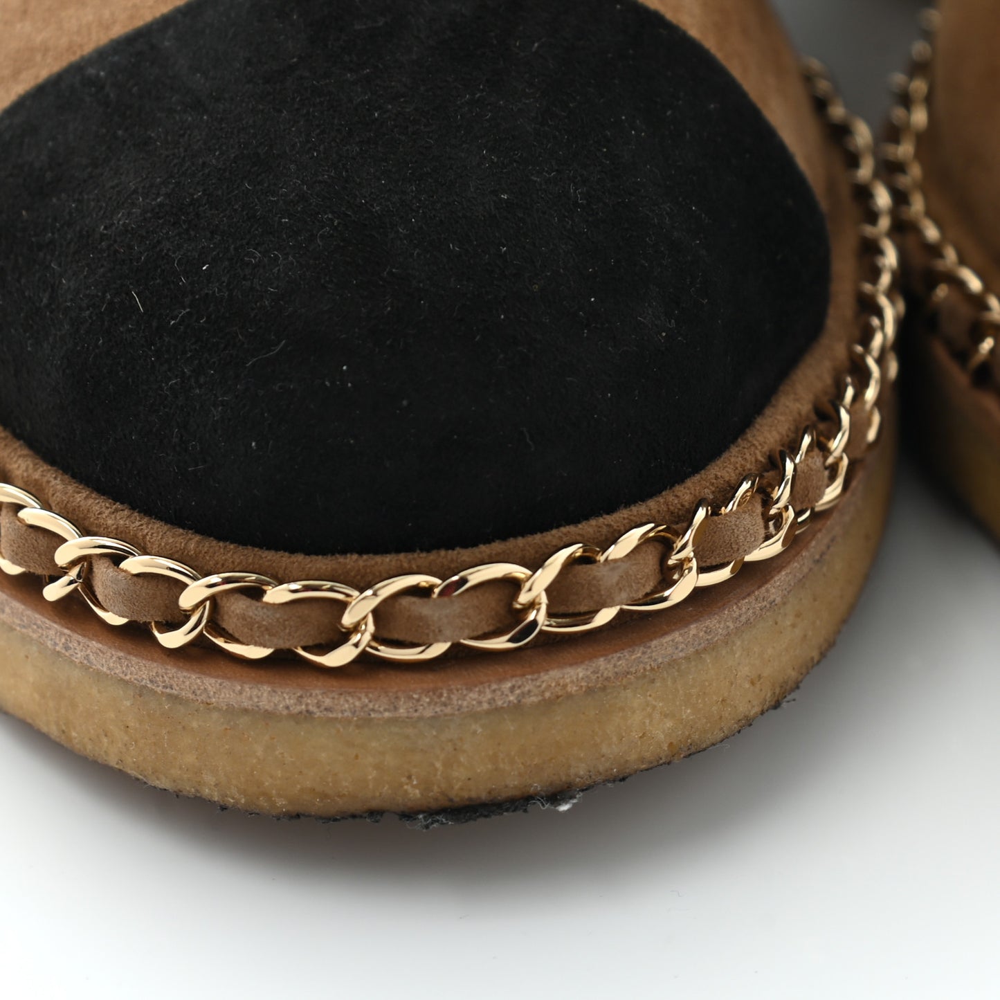 Kid Suede Shearling Womens Cap Toe Chain Short Boots 41 Light Brown Black