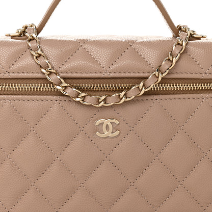 Chanel Caviar Quilted Top Handle Slim Vanity With Chain Dark Beige 8 of 11