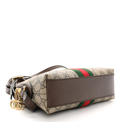 Gucci GG Supreme Monogram Textured Dollar Calfskin Web Small Ophidia Dome Shoulder Bag Beige Ebony New Acero 4 of 11