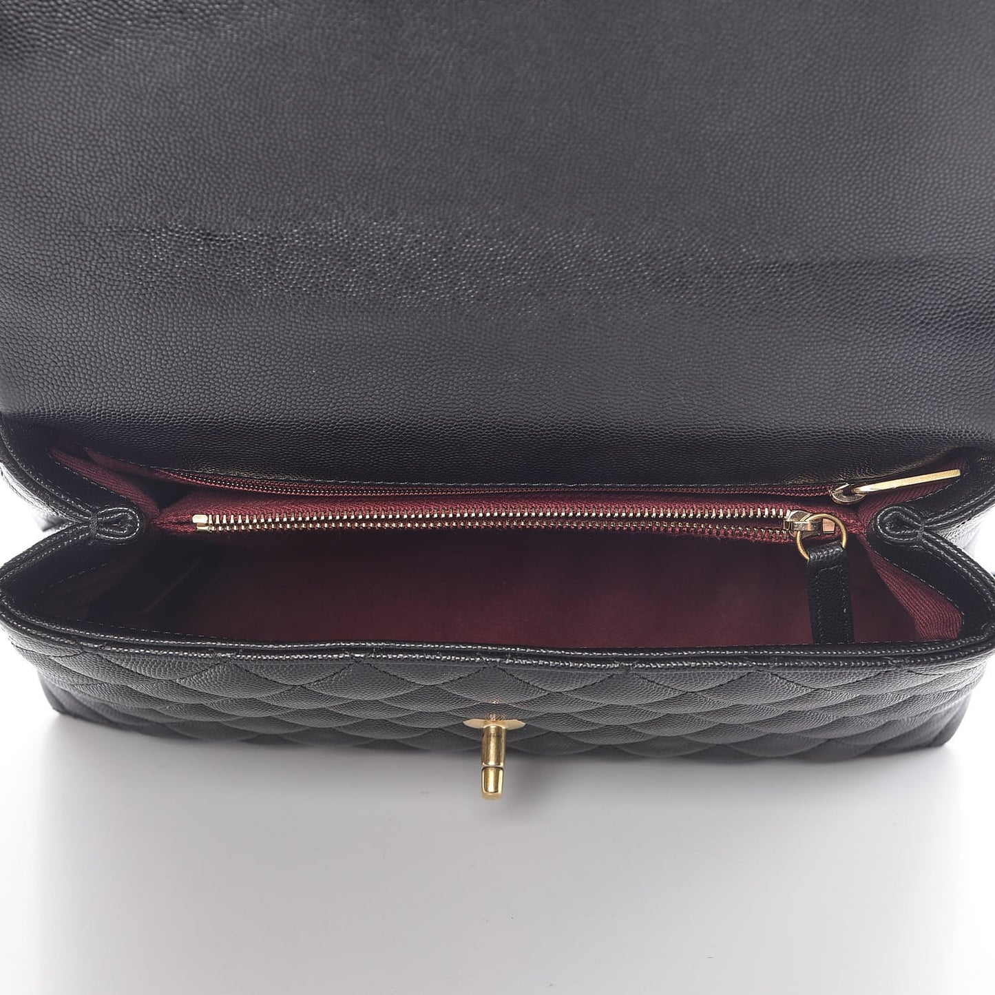 Caviar Quilted Small Coco Handle Flap Black