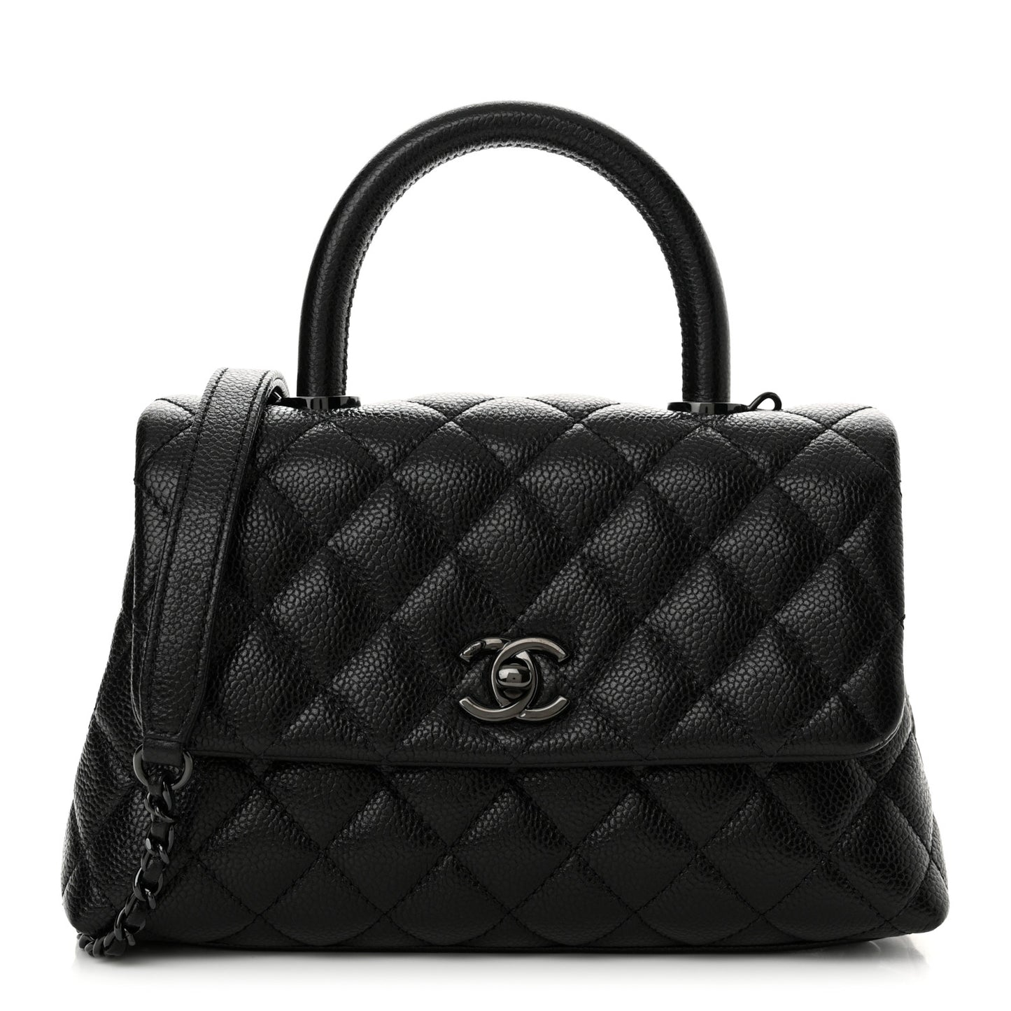 Caviar Quilted Mini Coco Handle Flap So Black