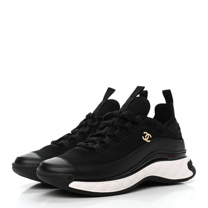 Chanel Velvet Calfskin Mixed Fibers CC Sneakers 40 Black 3 of 9