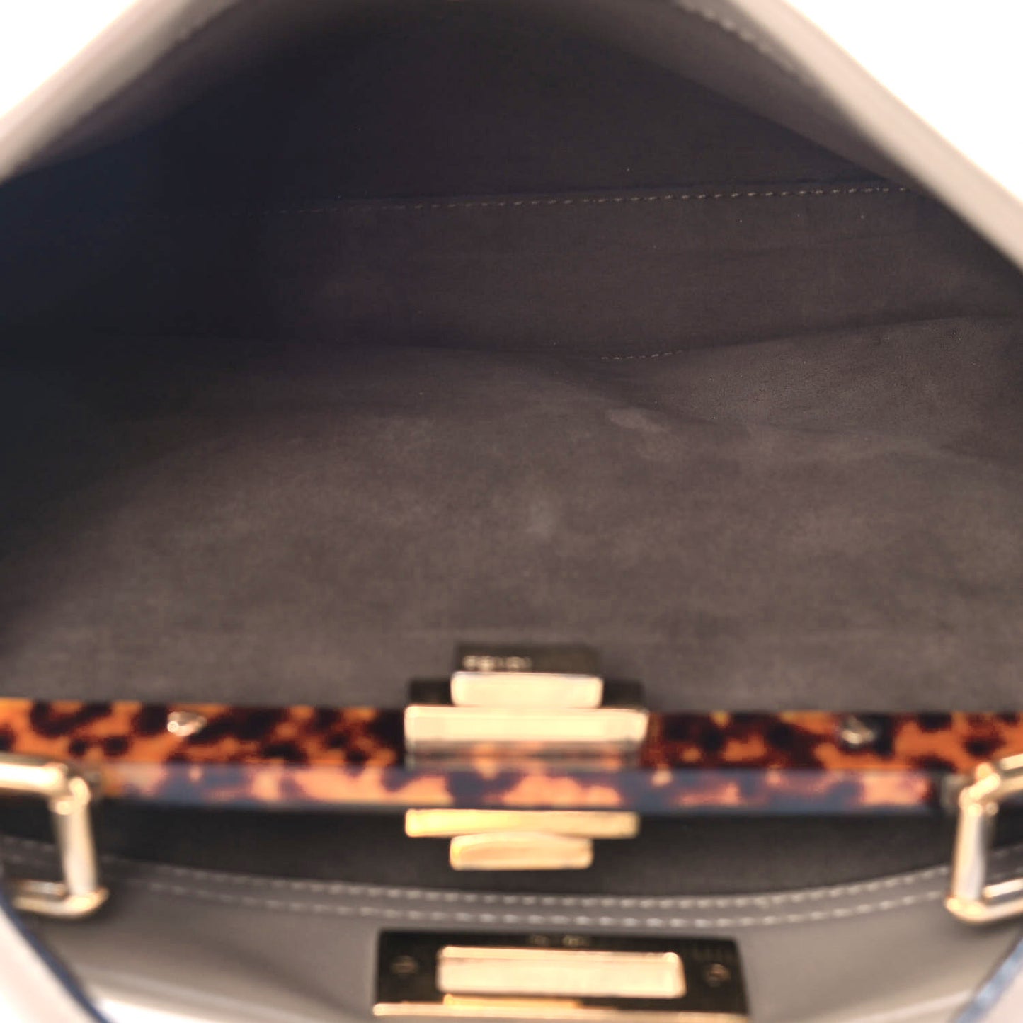 Vitello Seta Plexiglass Tortoise Medium Peekaboo Iconic Satchel Tortora