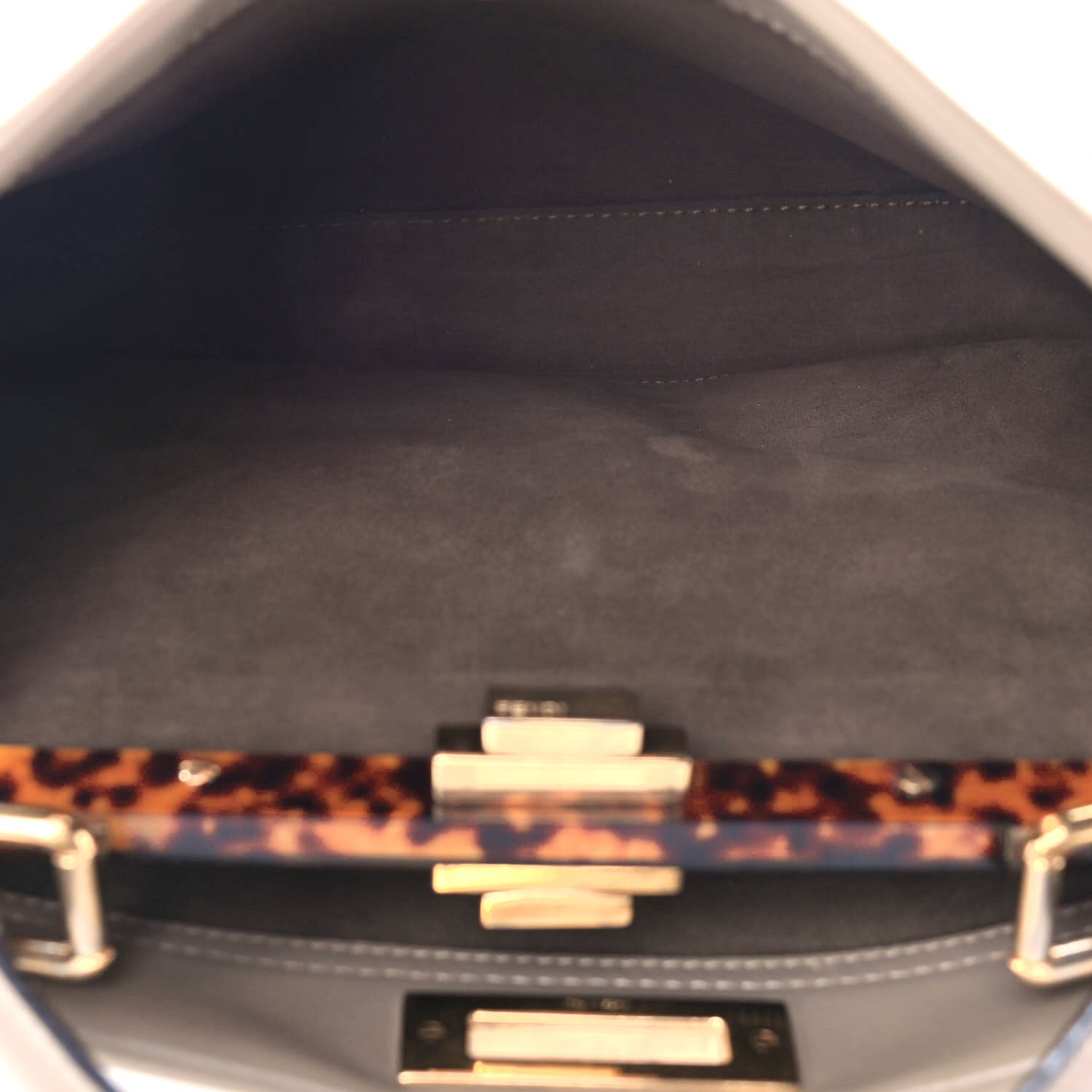 Fendi Vitello Seta Plexiglass Tortoise Medium Peekaboo Iconic Satchel Tortora 5 of 15