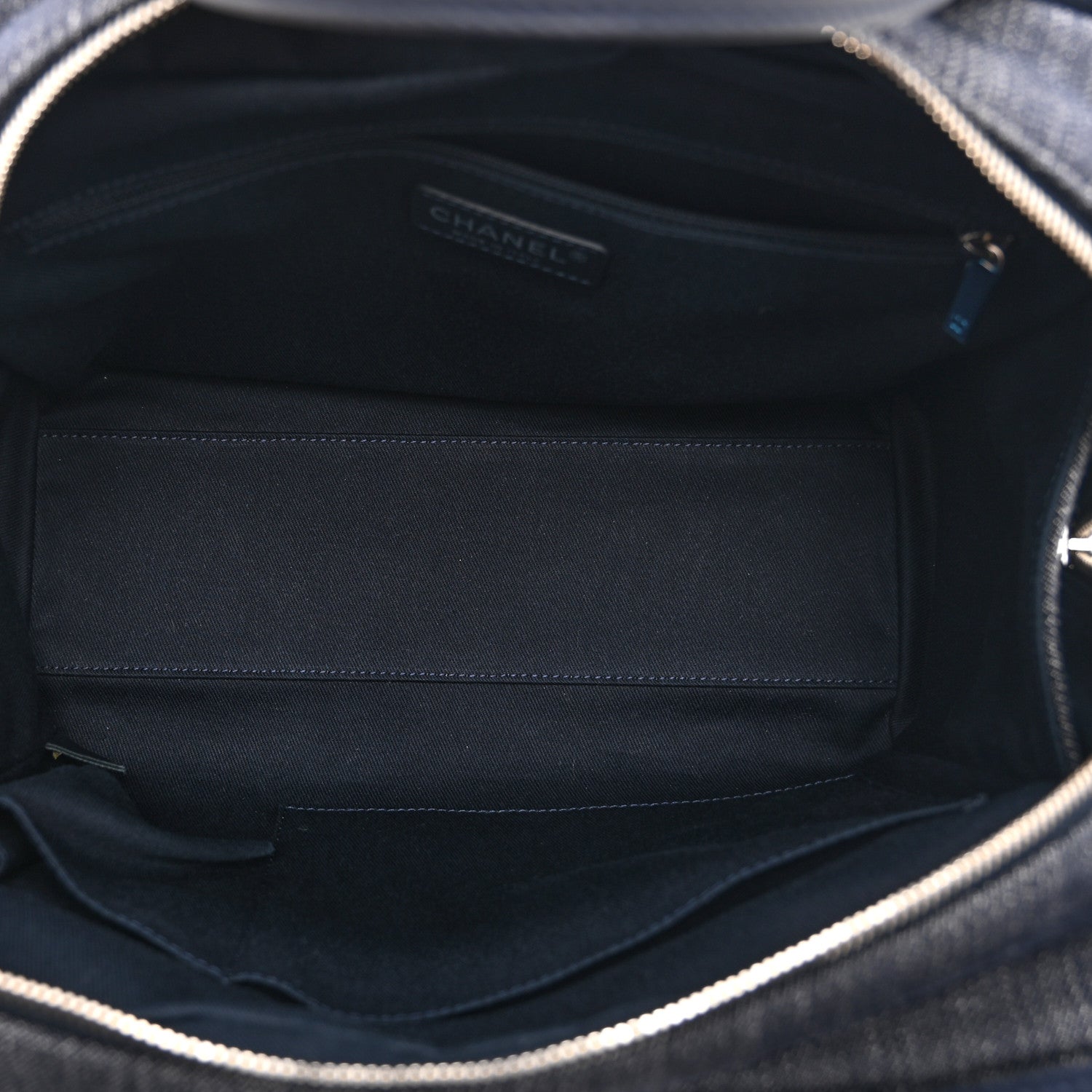 Chanel Denim Large Deauville Bowling Bag Blue 5 of 10