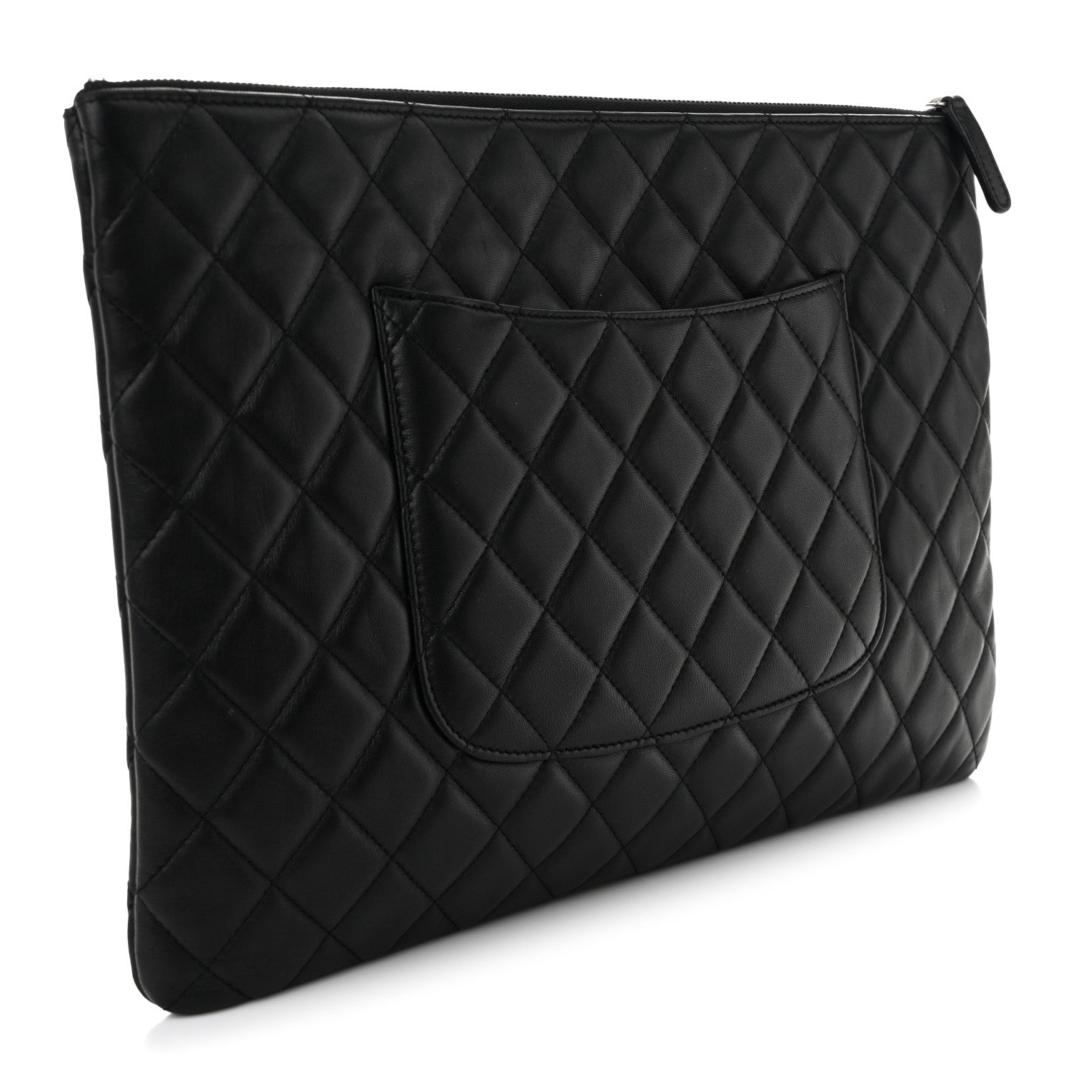 Chanel Lambskin Quilted Large Cosmetic Case Black 3 of 8