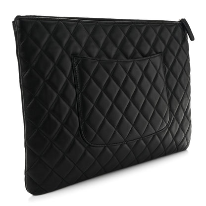 Chanel Lambskin Quilted Large Cosmetic Case Black 3 of 8