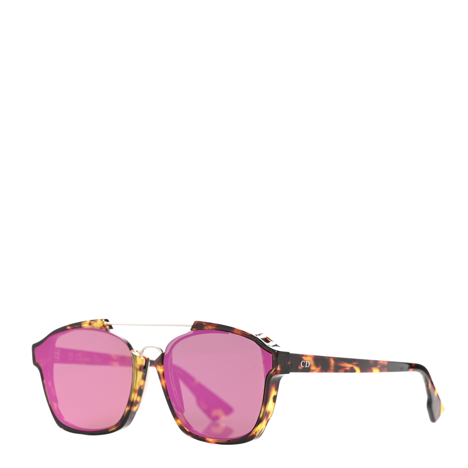 Christian Dior Abstract Square Mirrored Sunglasses Spotted Havana Purple 1 of 10