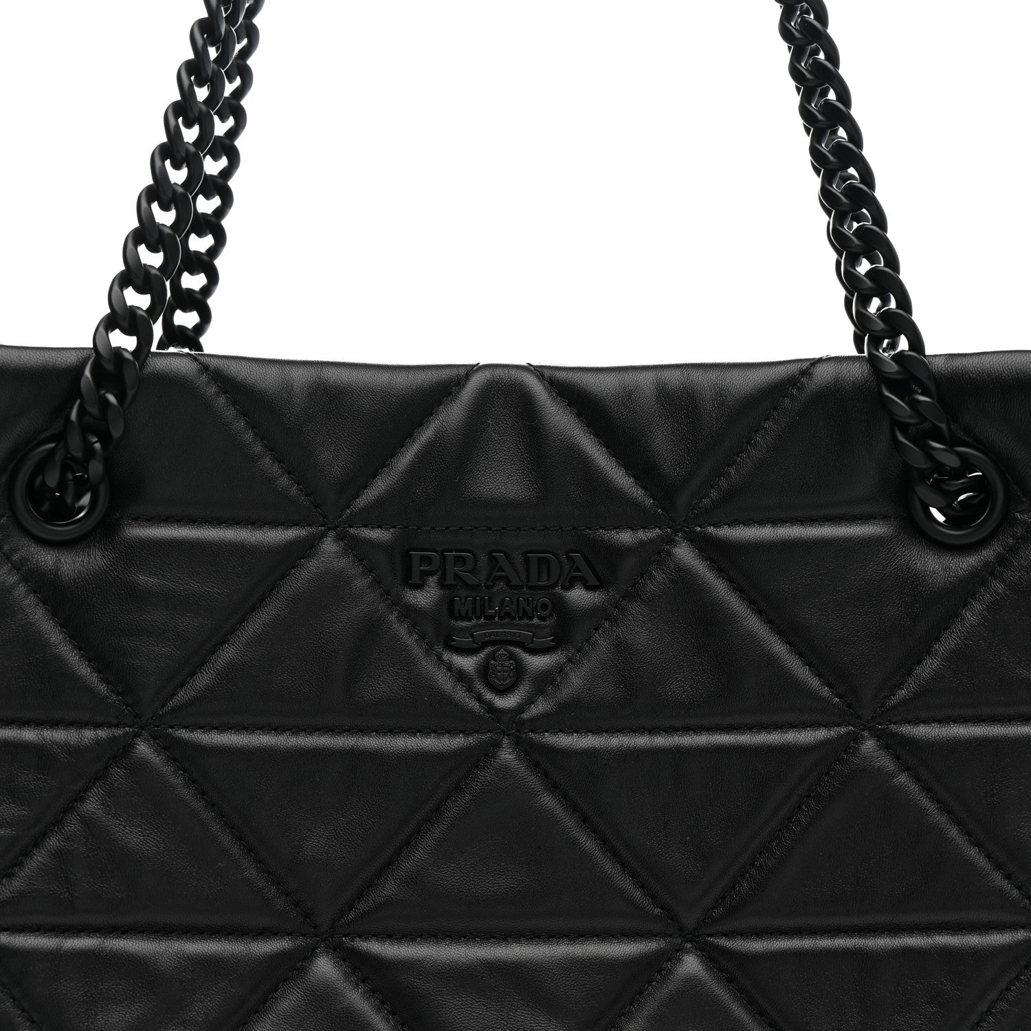 Prada Nappa Stitched Monochrome Chain Tote Bag Black 8 of 10