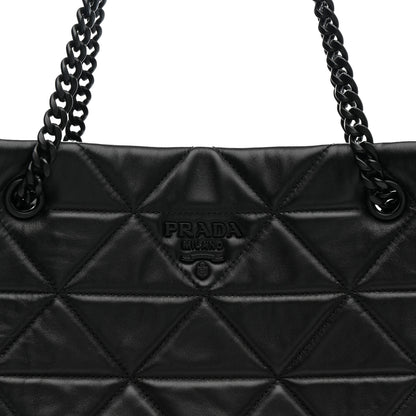 Prada Nappa Stitched Monochrome Chain Tote Bag Black 8 of 10