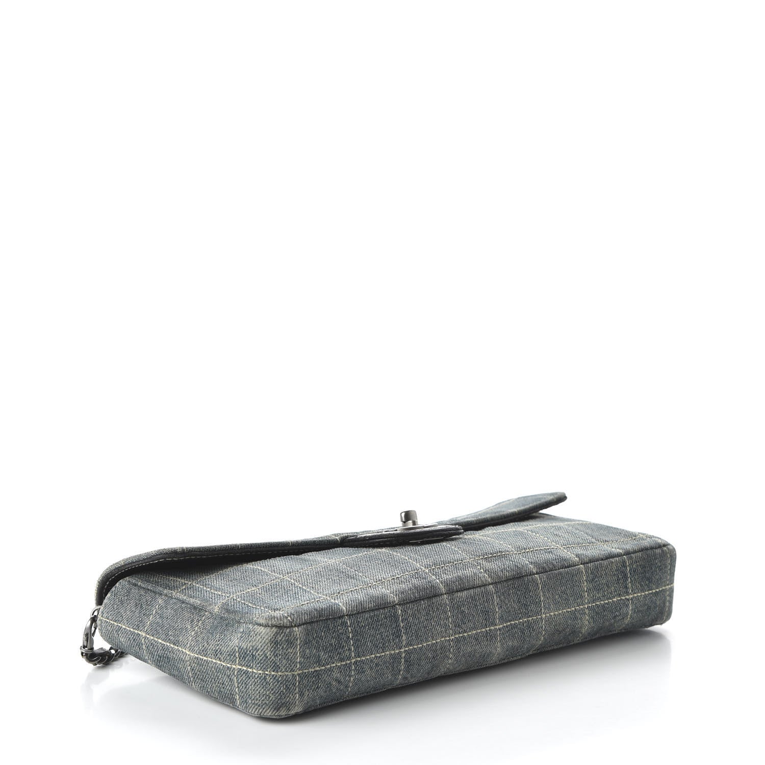 Chanel Denim Chocolate Bar Quilted East West Flap 4 of 10