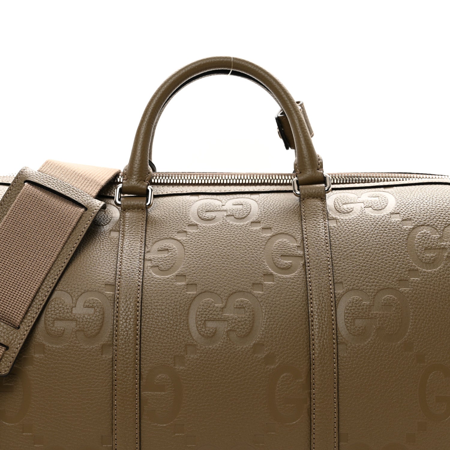 Gucci Piuma Calfskin Jumbo GG Embossed Large Duffle Bag Good Taupe 4 of 8