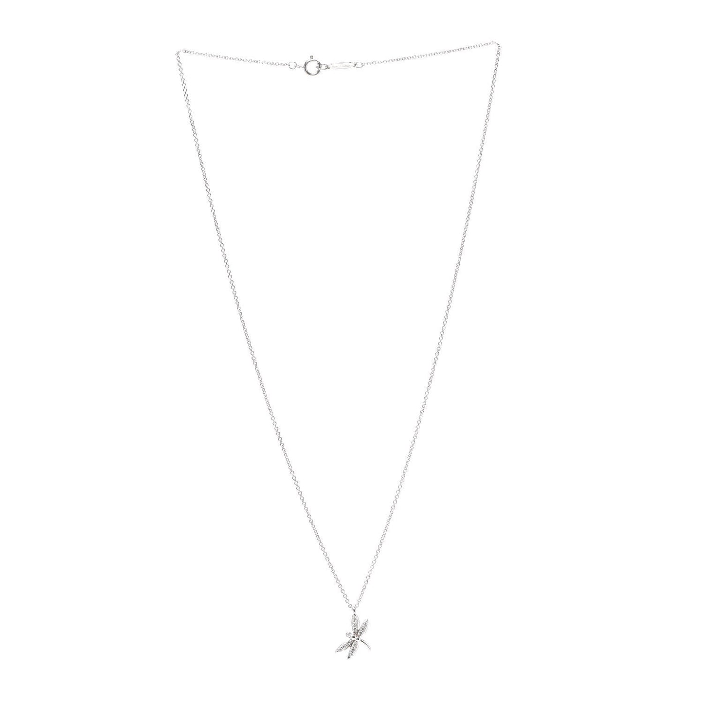18K White Gold Diamond Enchant Dragonfly Pendant Necklace