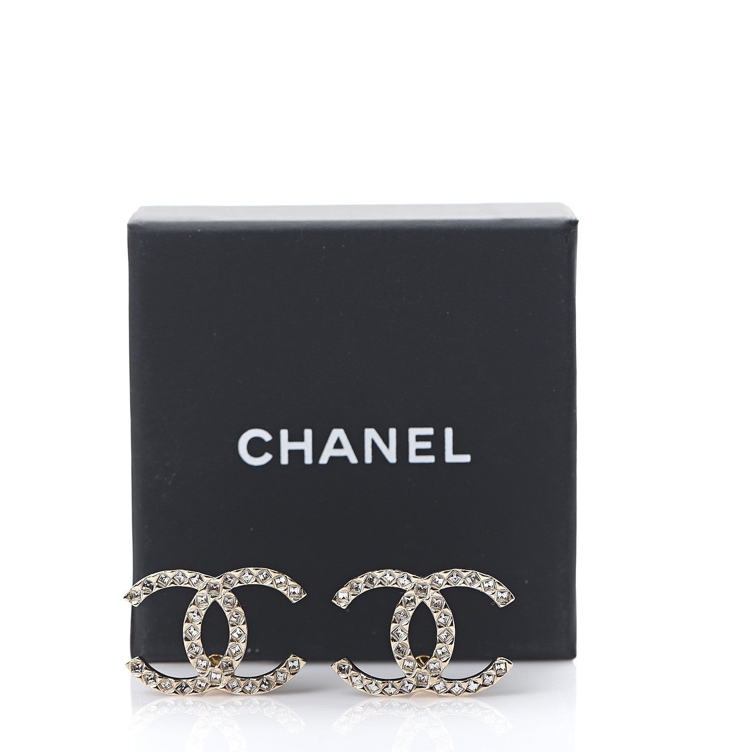 Chanel Baguette Crystal High Society CC Earrings Gold 5 of 5