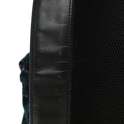Gucci Velvet GG Monogram Web Medium Double Buckle Backpack Blue Beige Black 16 of 16