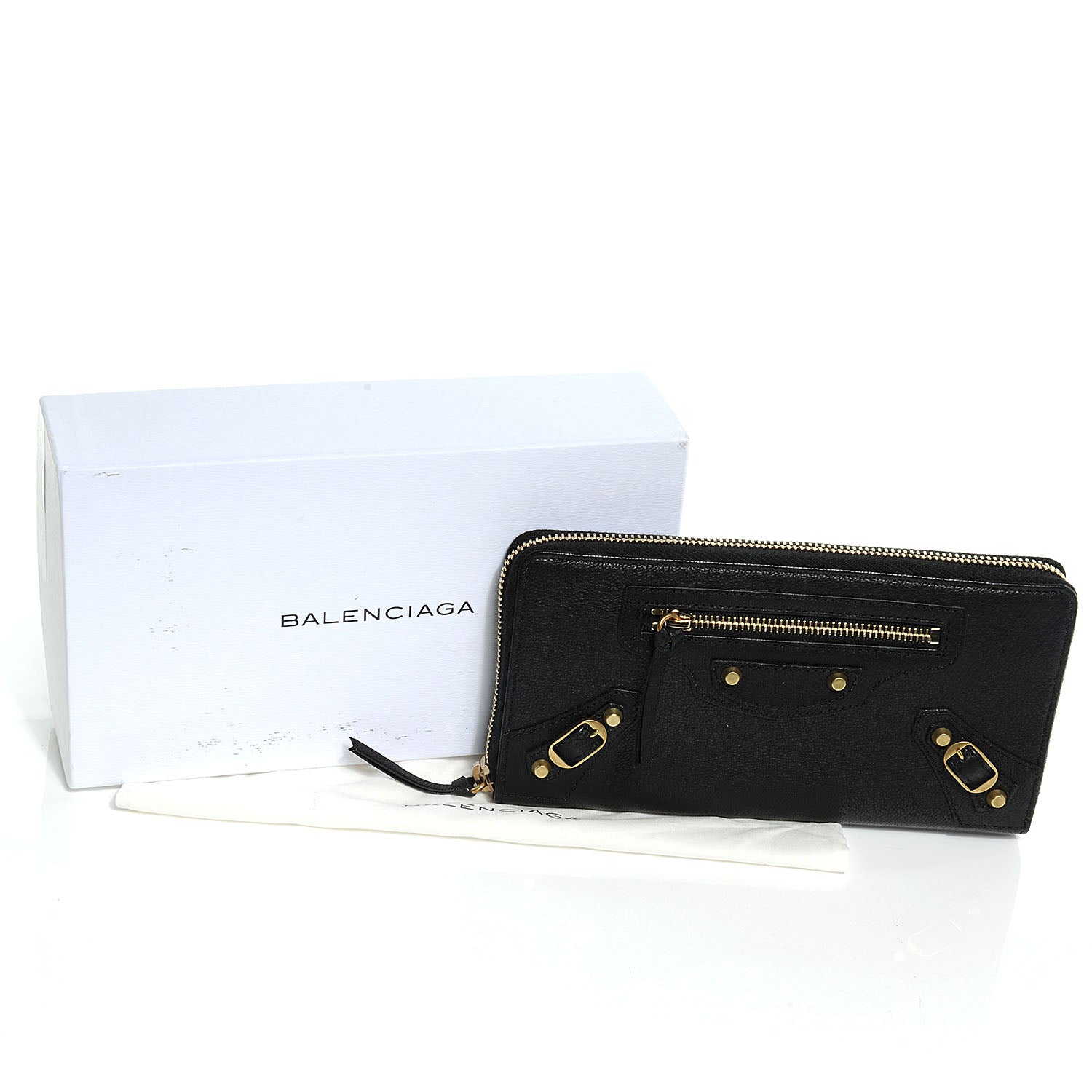 Balenciaga Calfskin Papier Continental Zip Around Wallet Black 8 of 8