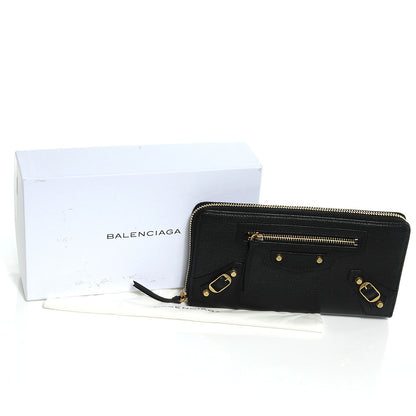 Balenciaga Calfskin Papier Continental Zip Around Wallet Black 8 of 8