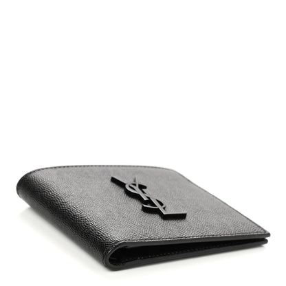 Saint Laurent Grain De Poudre Monogram Bifold Wallet Black 4 of 7