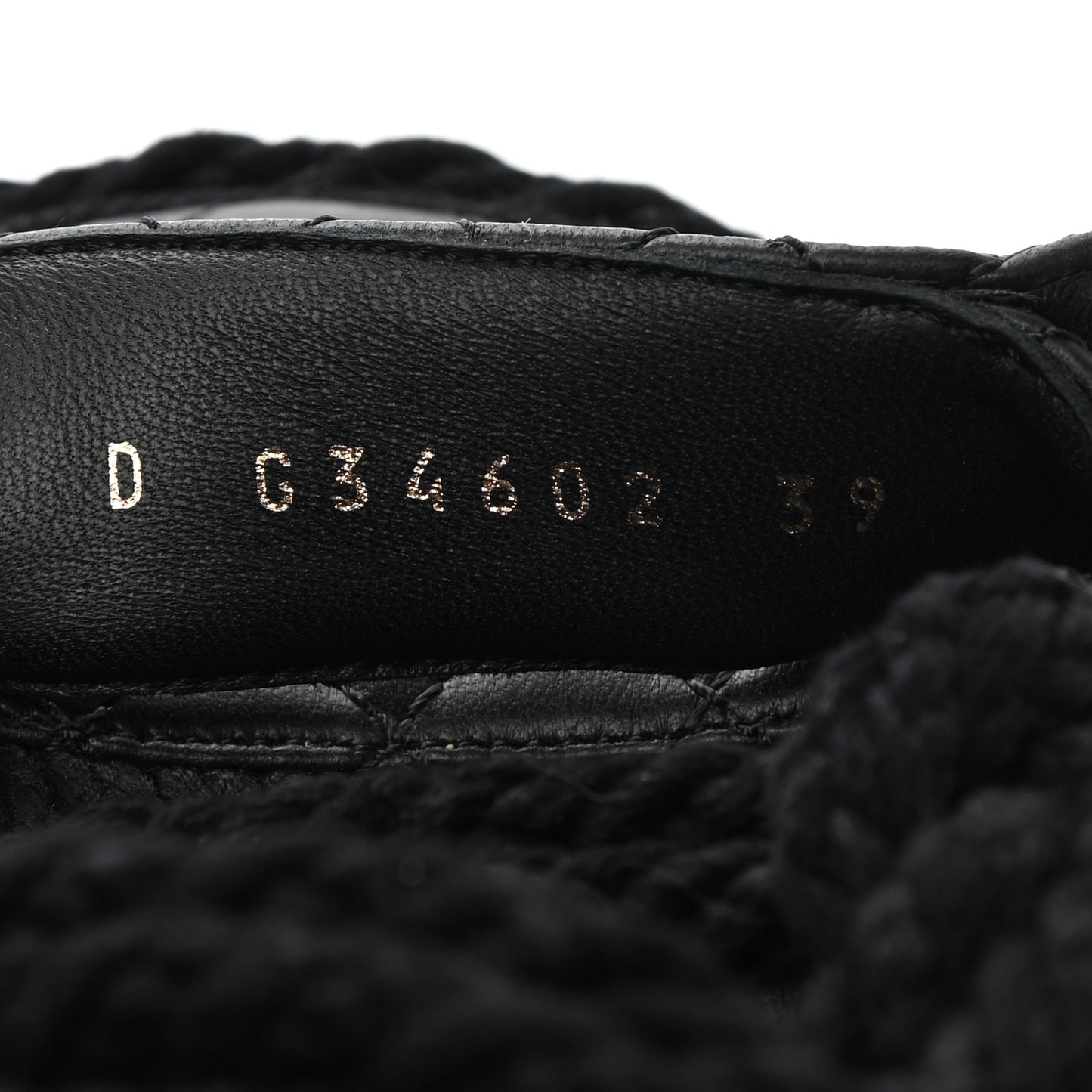 Cord Lambskin Quilted Logo Sandals 39 Black