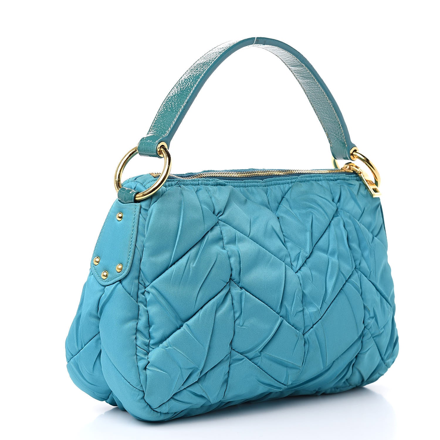 Prada Tessuto Nylon Chevron Quilted Shoulder Bag Turchese 3 of 11