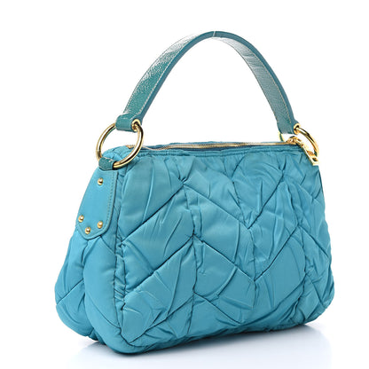 Prada Tessuto Nylon Chevron Quilted Shoulder Bag Turchese 3 of 11