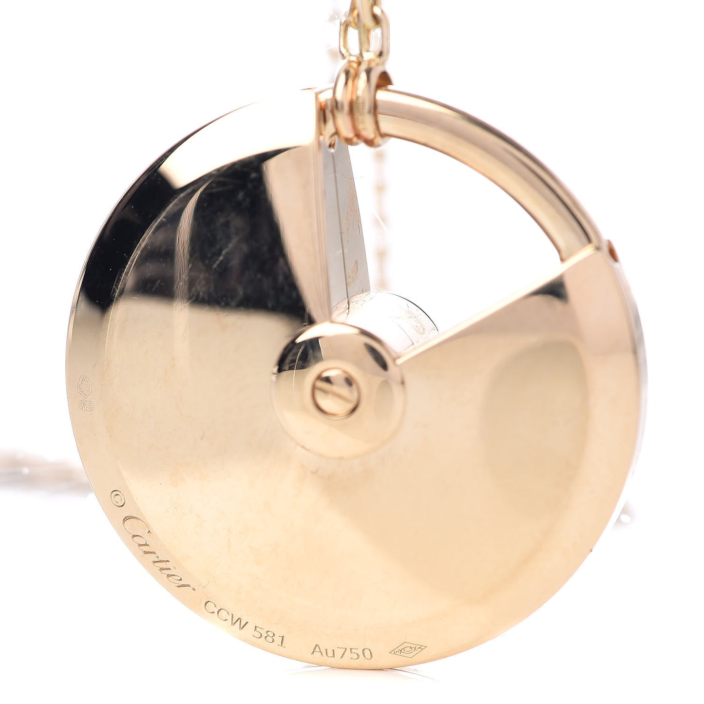 18K Yellow Gold Diamond Mother of Pearl LM Amulette de Cartier Pendant Necklace