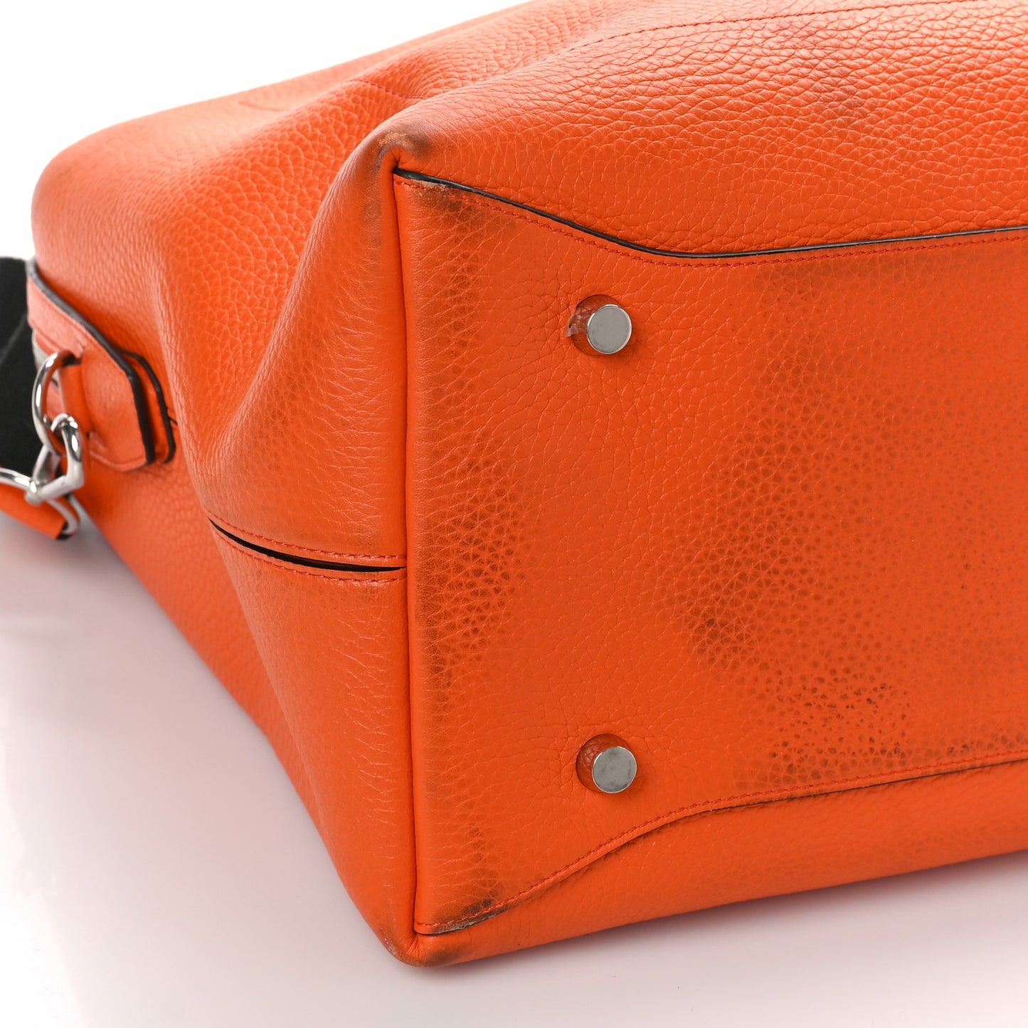 Heavy Grain Calfskin City Weekender Duffle Bag Orange