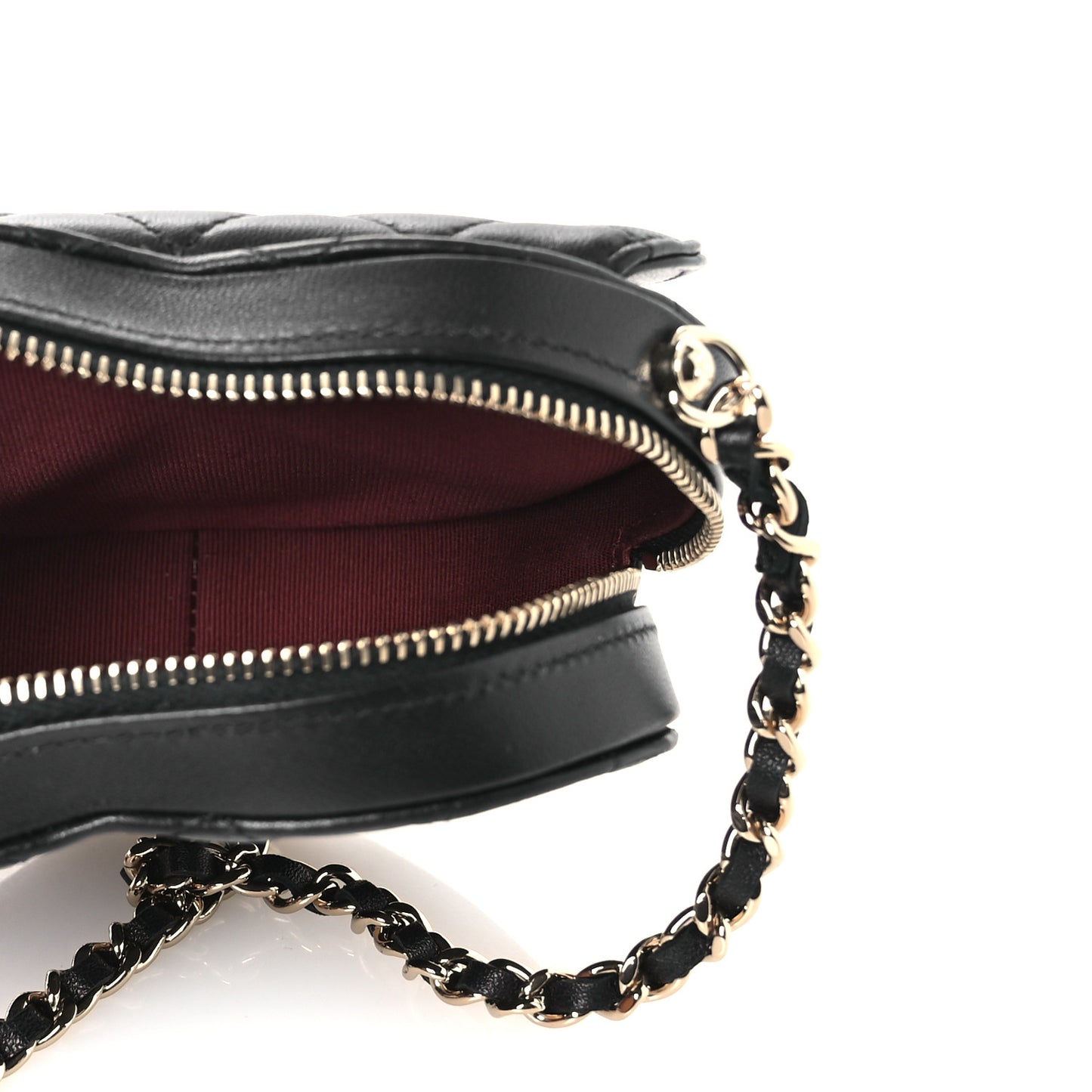 Lambskin Quilted CC In Love Heart Clutch With Chain Black