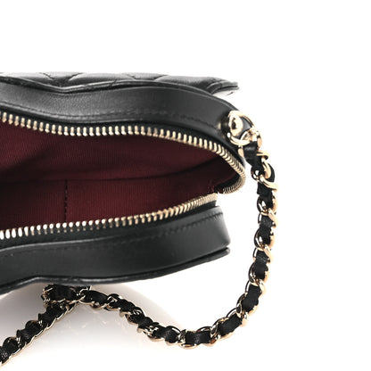 Chanel Lambskin Quilted CC In Love Heart Clutch With Chain Black 5 of 12