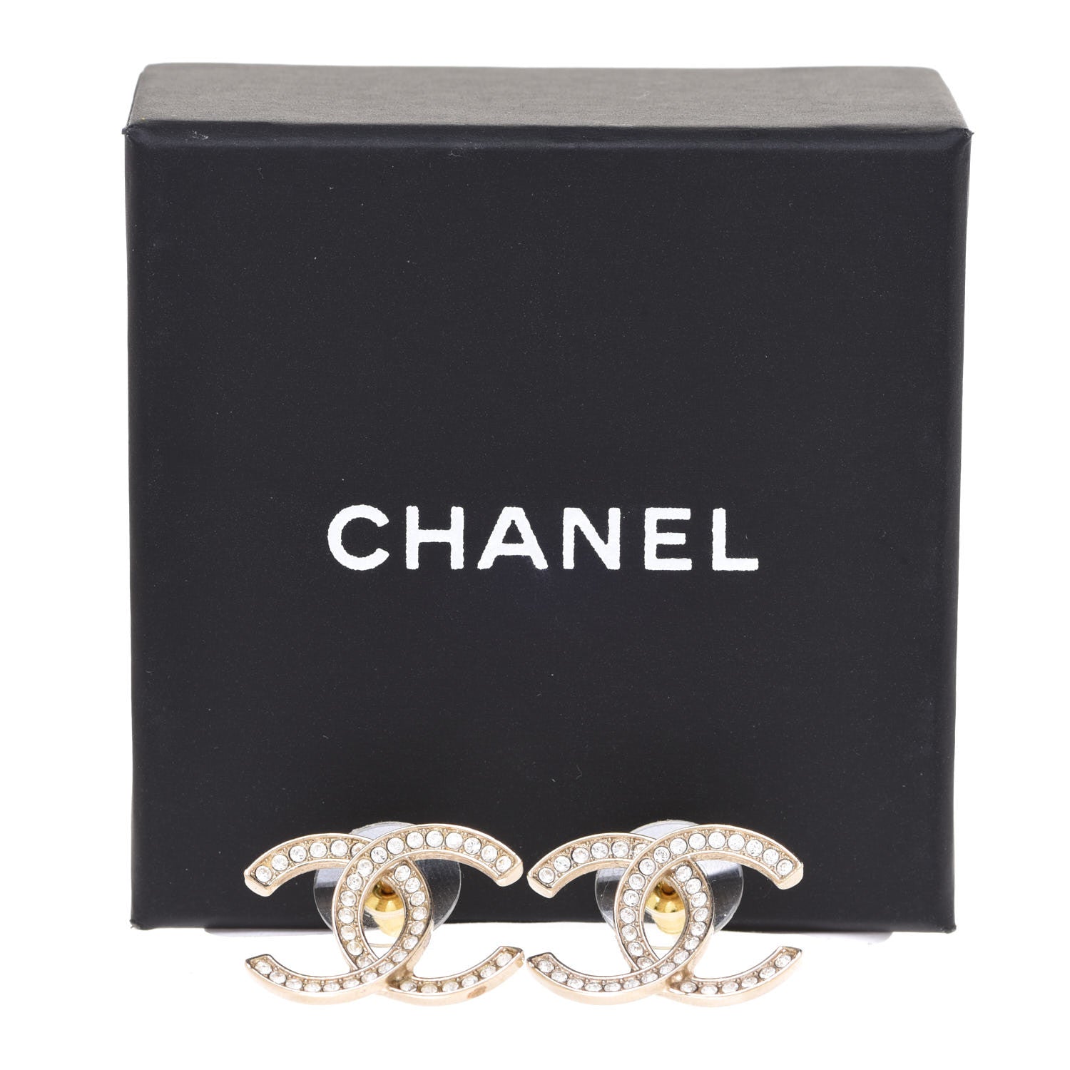 Chanel Crystal Large CC Earrings Gold 5 of 5