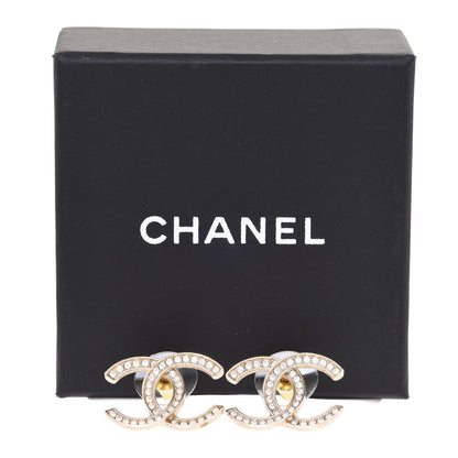 Chanel Crystal Large CC Earrings Gold 5 of 5