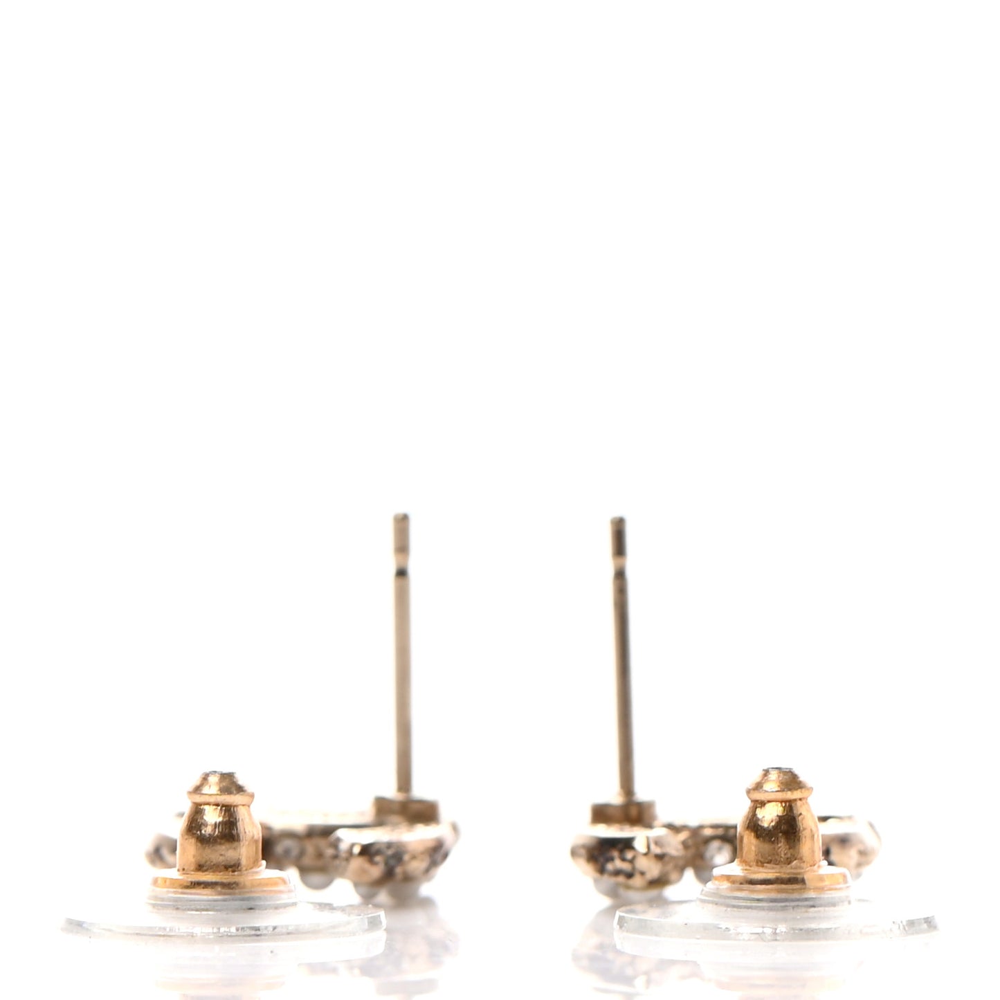 Metal Graduated Pearl Crystal CC Earrings Light Gold