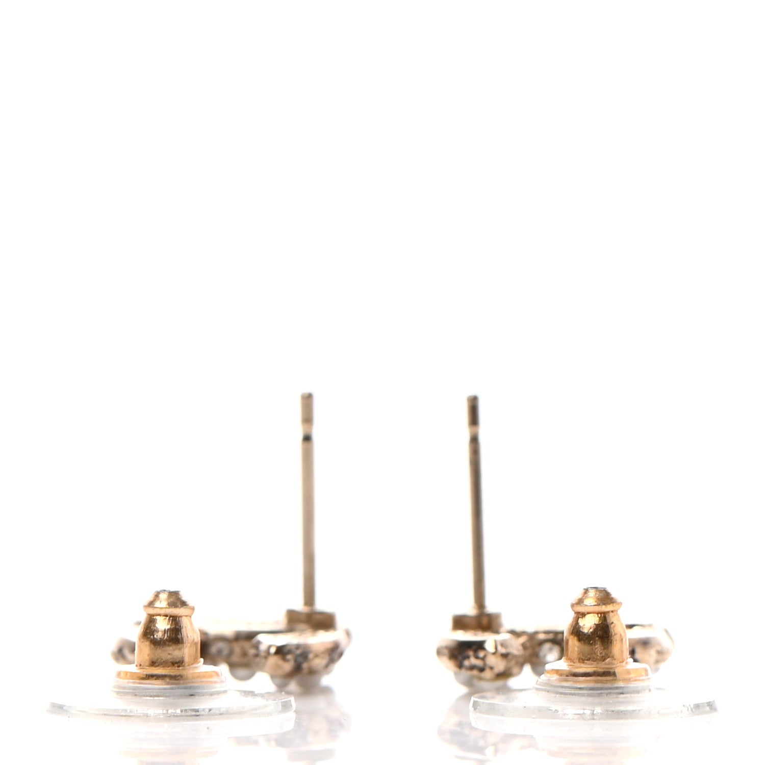 Chanel Metal Graduated Pearl Crystal CC Earrings Light Gold 3 of 4