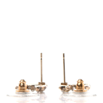 Chanel Metal Graduated Pearl Crystal CC Earrings Light Gold 3 of 4