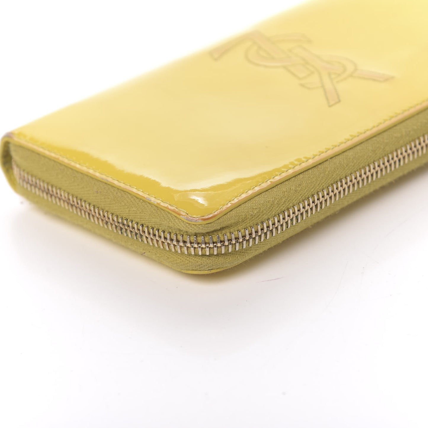 Patent Calfskin Belle De Jour Zip Around Wallet Yellow