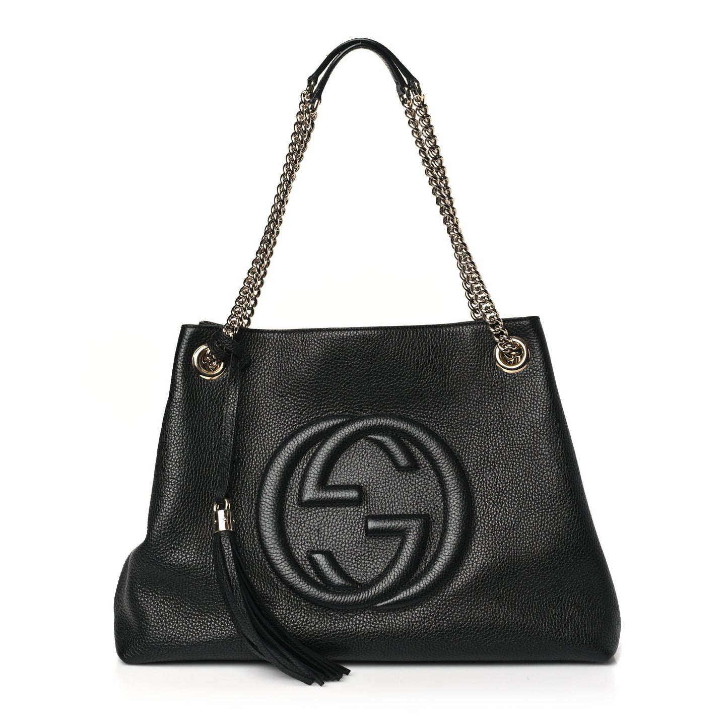 Pebbled Calfskin Medium Soho Chain Shoulder Bag Black