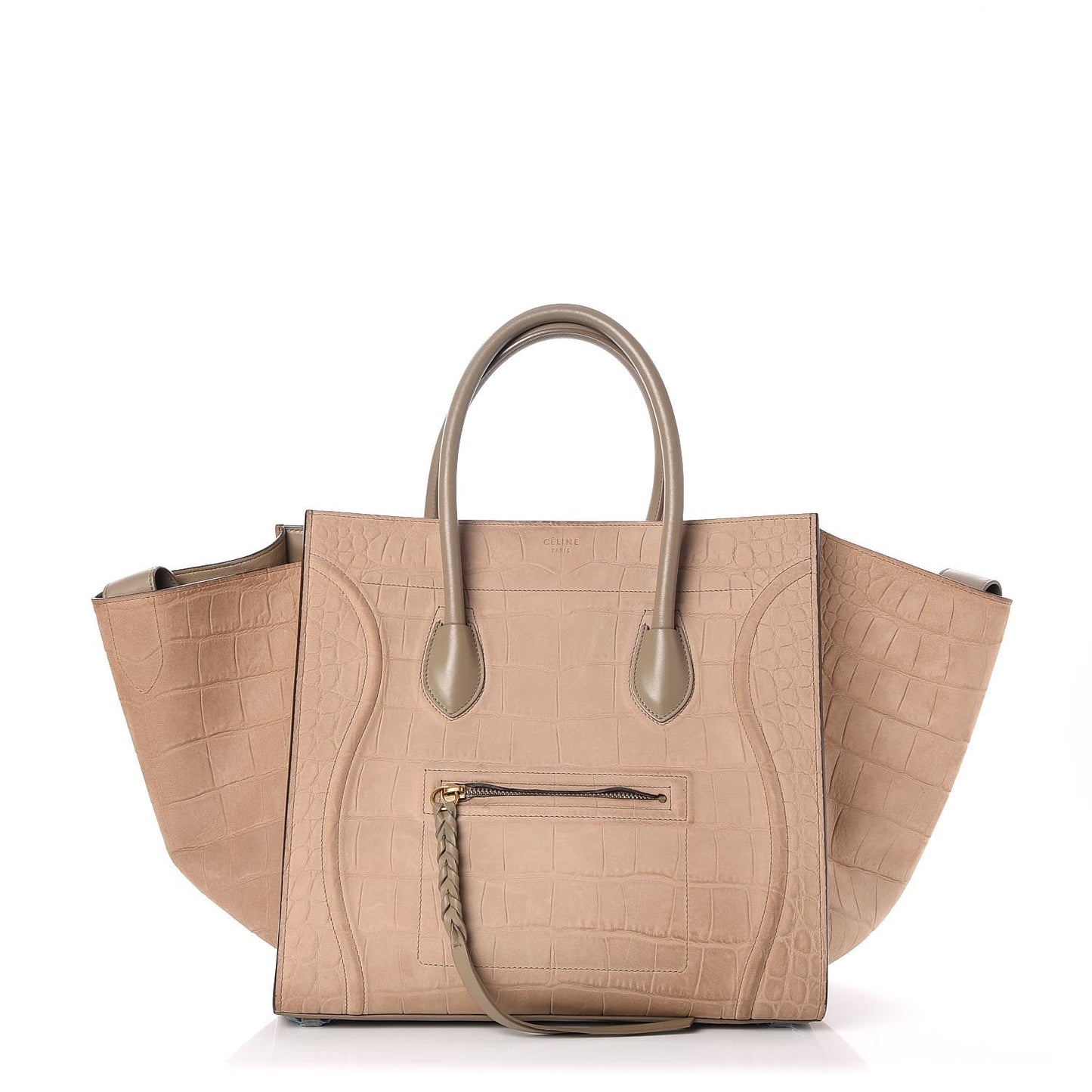 Crocodile Embossed Nubuck Medium Phantom Luggage Beige