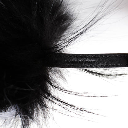 Fendi Cuoio Romano Goat Fox Fur Metal Stitch Triangle Monster Eyes Cube Bag Charm Black White 4 of 5