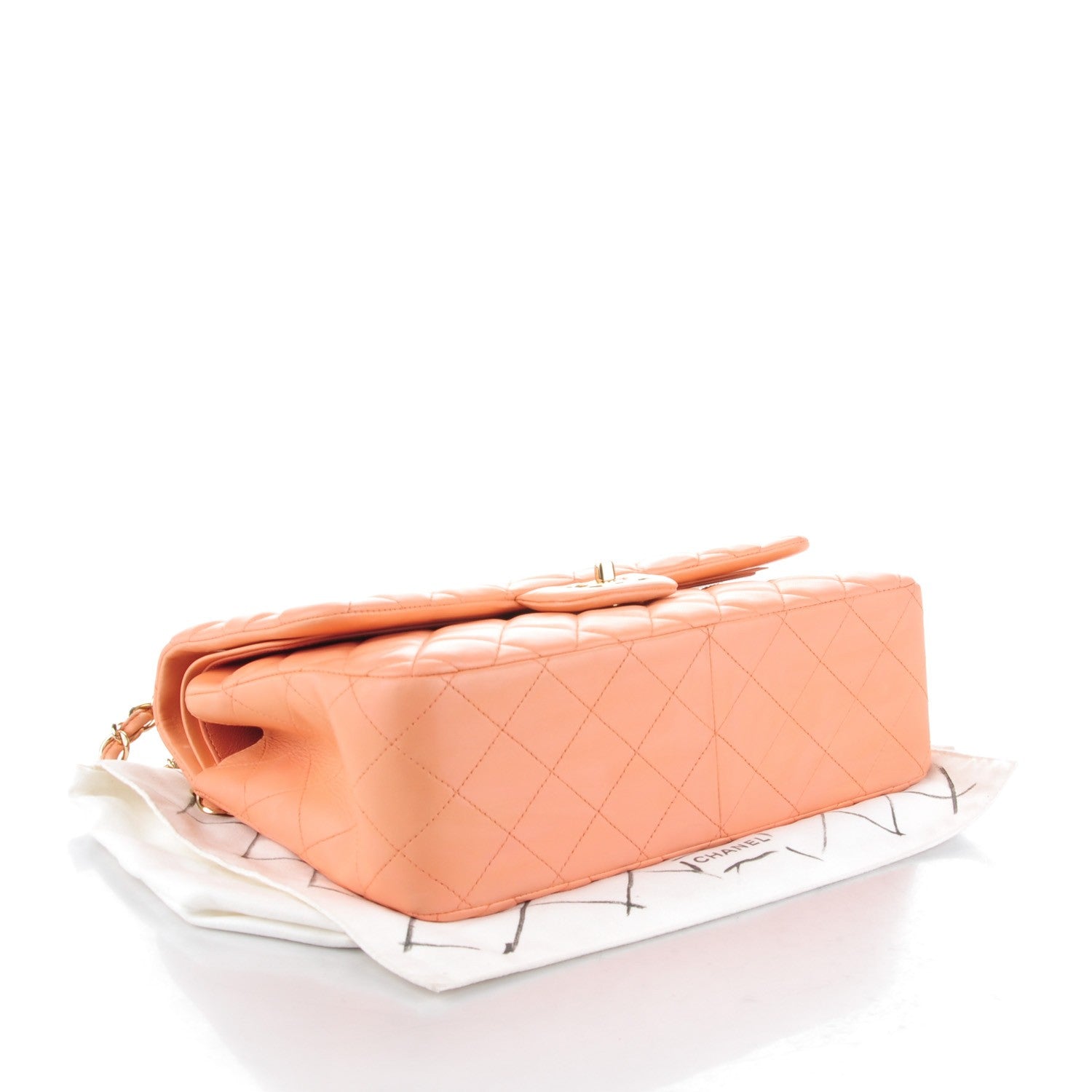 Chanel Lambskin Quilted Jumbo Double Flap Light Orange 4 of 9