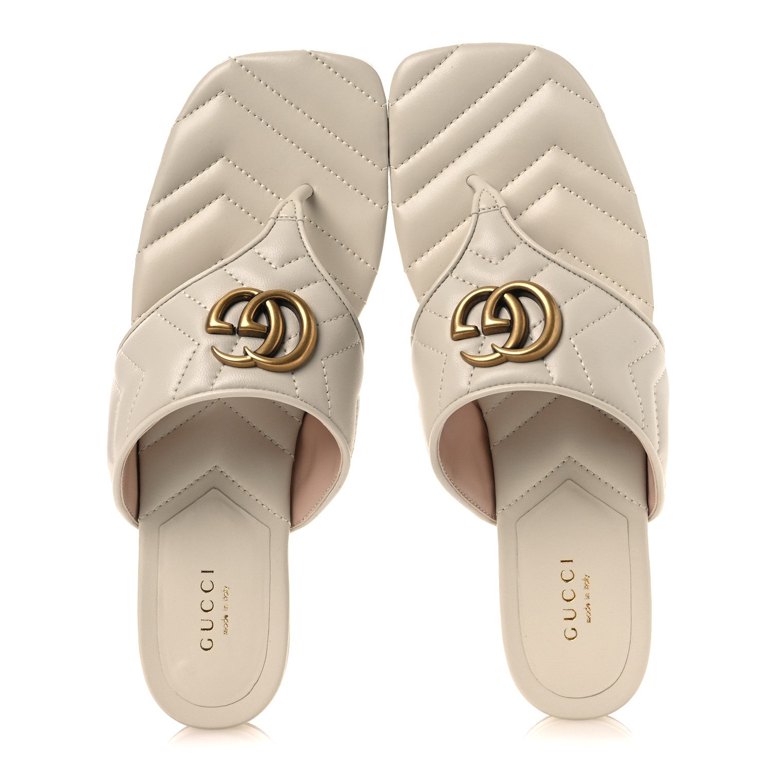 Gucci Nappa Charlotte Double G Marmont Thong Sandals 38.5 Mystic White 2 of 11