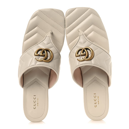 Gucci Nappa Charlotte Double G Marmont Thong Sandals 38.5 Mystic White 2 of 11
