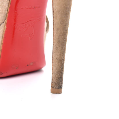Christian Louboutin Suede Toutenkaboucle 150 Platform Sandals 35 Taupe Tirilo 17 of 21