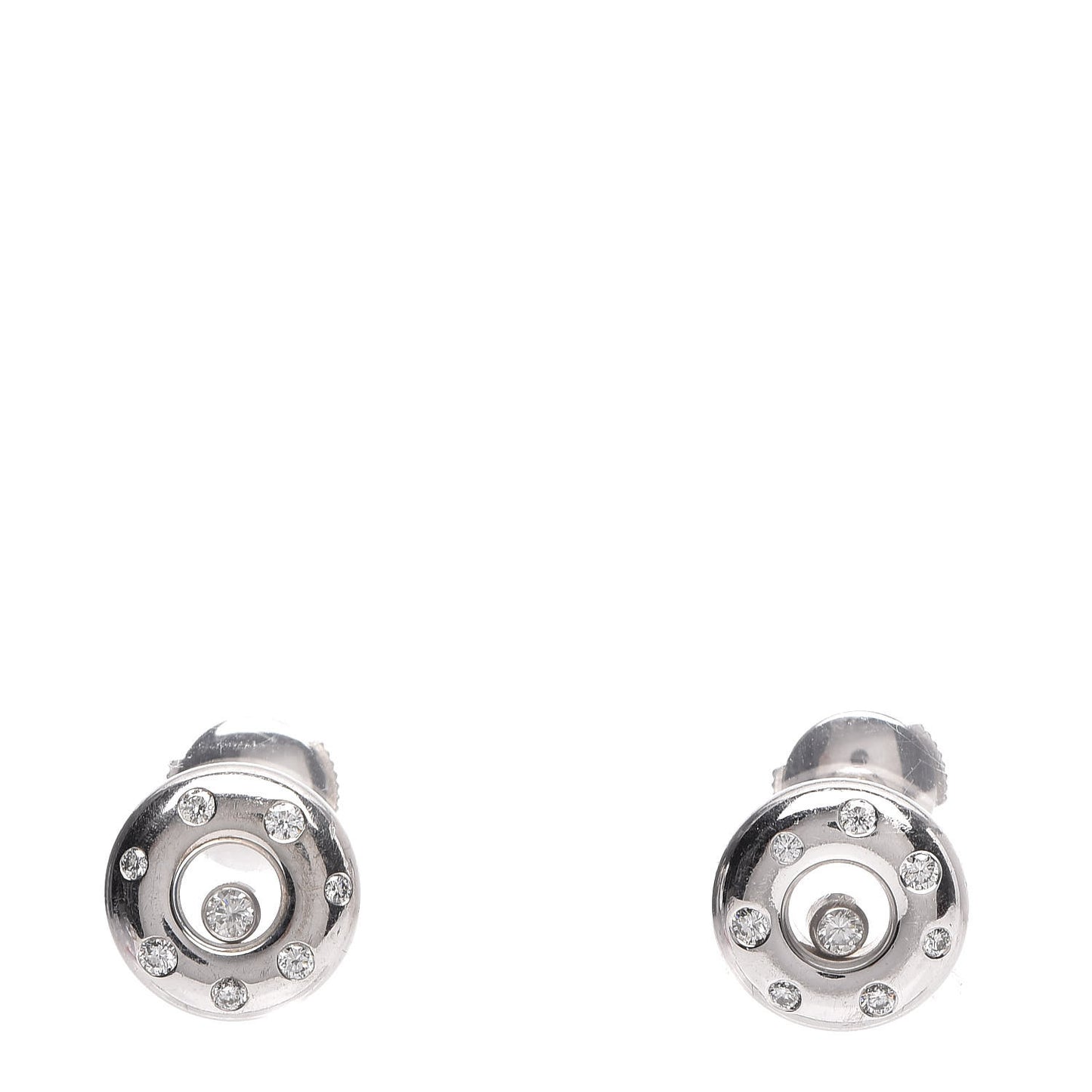 18K White Gold Happy Diamonds Round Stud Earrings