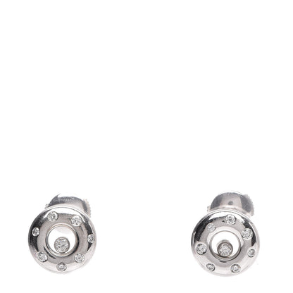 Chopard 18K White Gold Happy Diamonds Round Stud Earrings 1 of 6