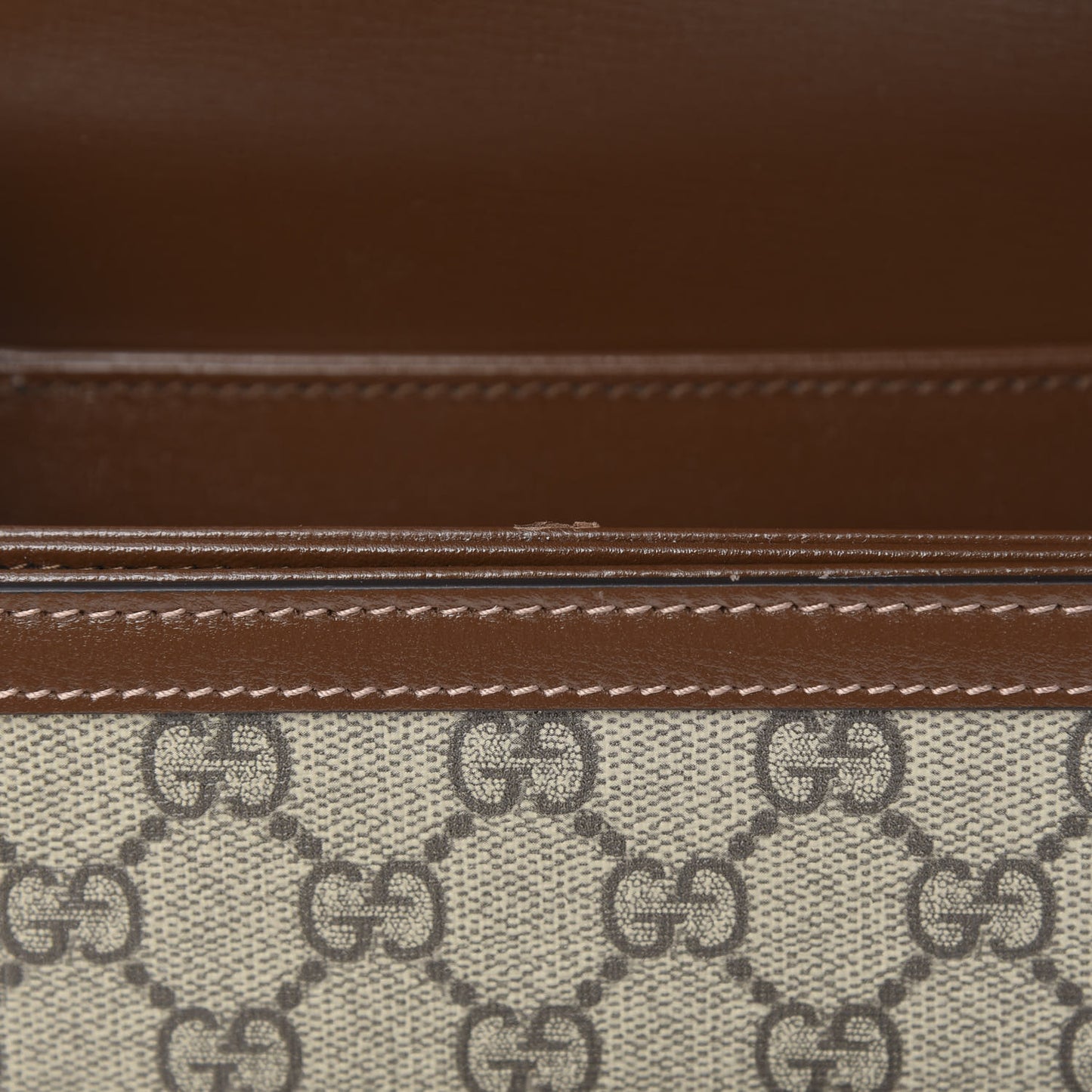 GG Supreme Monogram Horsebit 1955 Shoulder Bag Beige Brown Sugar